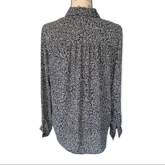 Morris & Co. x  H&M Leaf Pattern Blue Blouse, Size 12 - Picture 3 of 7